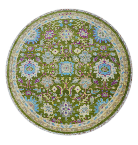 Hand Knotted Green Traditional Oushak Wool Rug Ideal for Living, Bedroom And Dining Rooms- (FC)