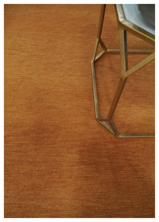 Modern Geometrical Pattern Hand Knotted Rust and Brown 4x6 ft Bedroom, Living Room Rug Wool Area Rug