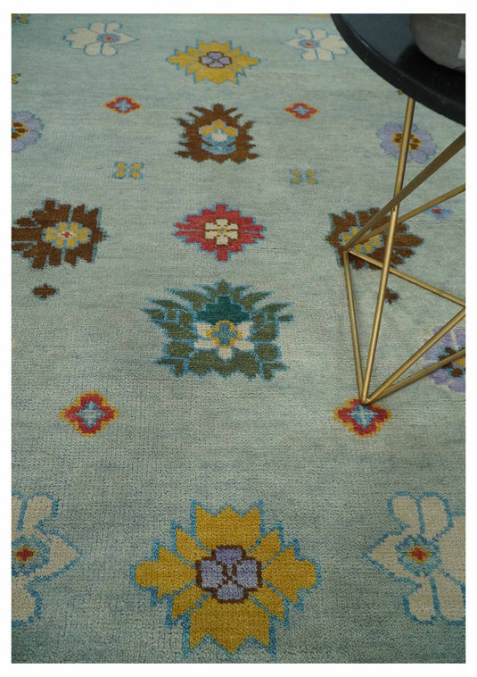 Traditional Floral Oushak Hand knotted Silver and Brown 8x10 ft Bedroom, Living Room Rug ,wool Area Rug