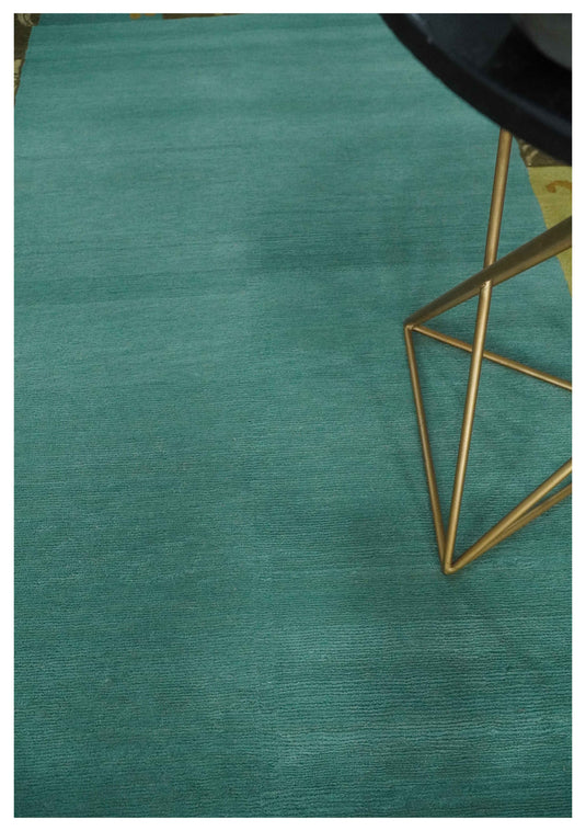 Traditional Floral Border Pattern Hand knotted Aqua Green and Brown 5x8 ft Bedroom, Living Room Rug , Wool Silk Area Rug AAOC358