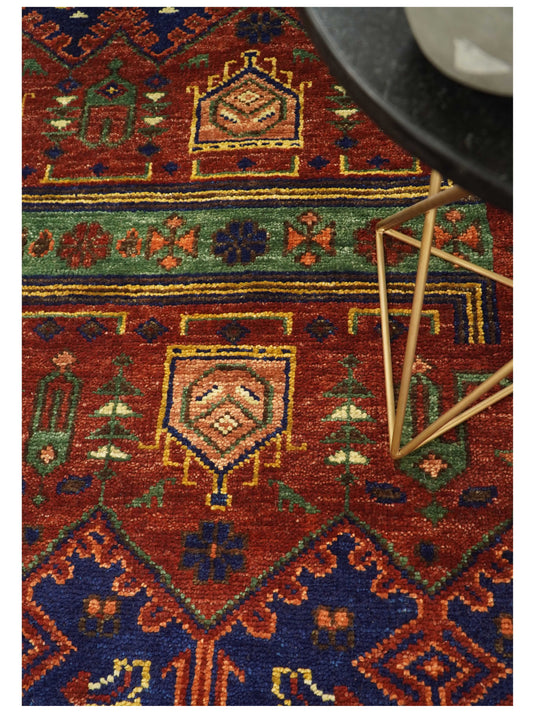 Traditional Antique Vintage Persian Hand Knotted Wool Rug Red and Blue 5X8, 6X9, 8X10, 9X12, 10X14 and 12x15 Ideal for Living, Bedroom, and Dining Rooms | CP194S