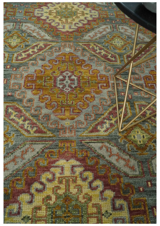 Gold and Gray Hand knotted Oriental 8x10 wool Area Rug Ideal for Bedroom,Living Room and Dining Room