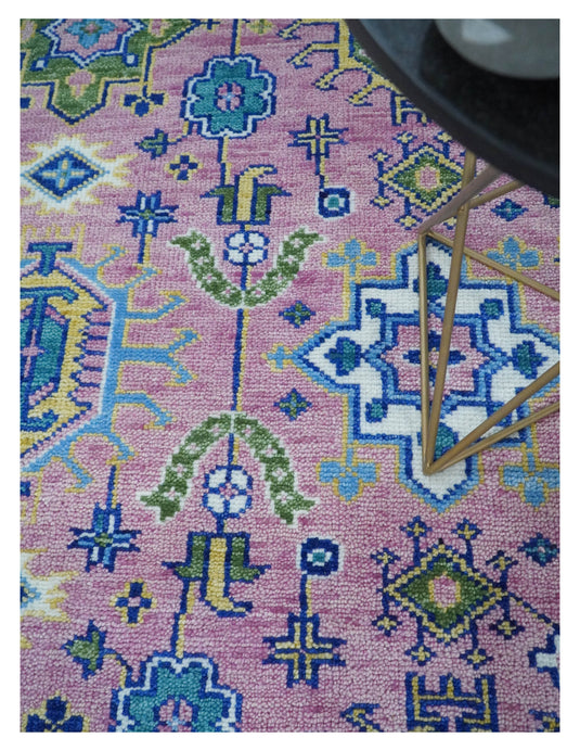 Traditional Antique Vintage Persian Hand Knotted Oushak Rug Purple and Blue 5X8, 6X9, 8X10, 9X12, 10X14 and 12x15 Ideal for Living, Bedroom, and Dining Rooms | CP754S