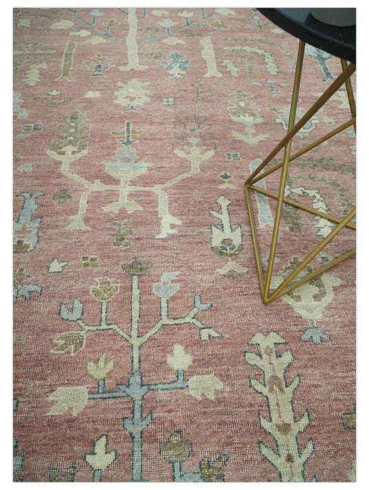 Tree of Life Rust And Blue Hand Knotted 9x12 ft Bedroom, Living Room Rug Wool Area Rug