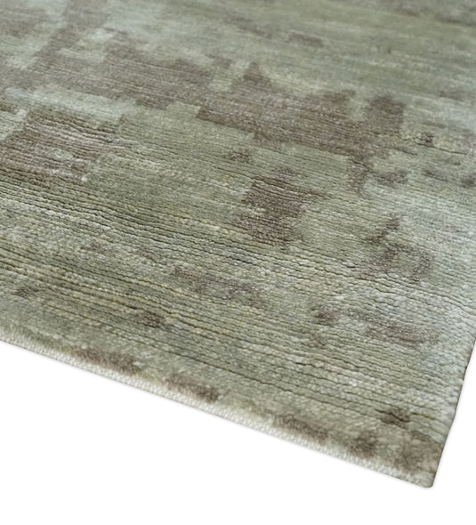 Modern Hand knotted Olive and Silver 6x9 ft Bedroom, Living Room Rug , Bamboo Silk Area Rug AAOC169