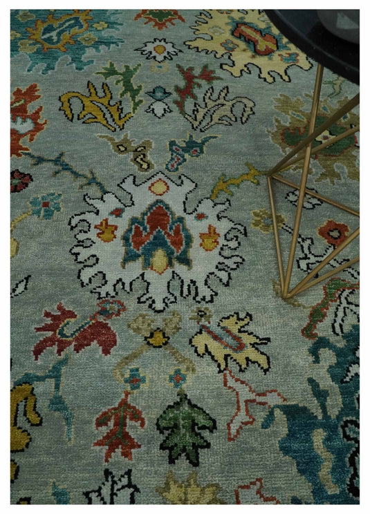 Hand Knotted Oriental Oushak Colorful Rug Silver and Gold 9x12 ft Ideal for Living, Bedroom, and Dining Rooms | CP1335912S