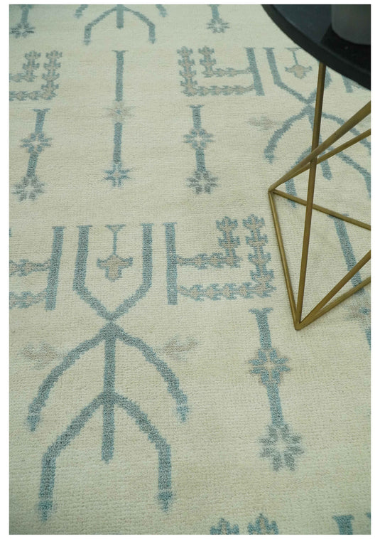 Tree Of Life Light Beige And Gray Hand Knotted 8x10 ft wool Area Rug