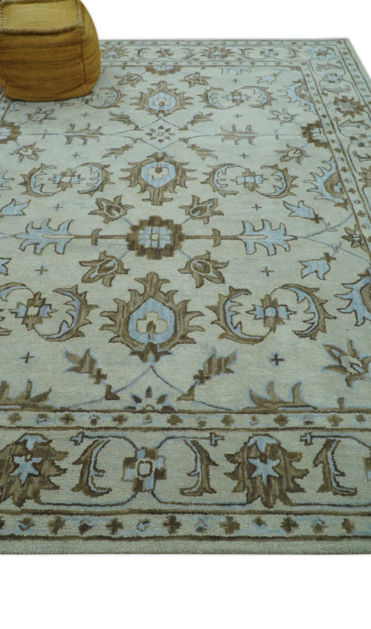 Custom Made Beige, Gray And Silver Traditional Oushak Hand Tufted Wool Area Rug