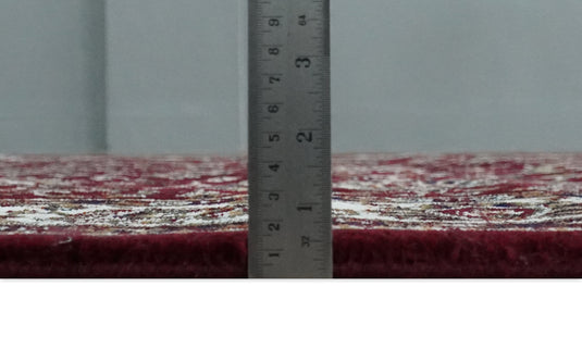 Traditional Floral Maroon, Ivory, Green And Gold Hand Woven 5x7 ft Bedroom, Living Room Rug Polyester Area Rug