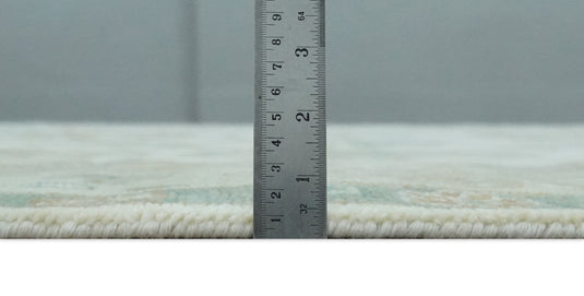 Ivory and Silver Hand knotted Traditional Oushak 8x10 wool Area Rug