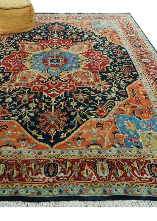 Hand Knotted Traditional Heriz Serapi Olive, Brown And Beige Wool Rug 8x10 ft Ideal for Living, Bedroom And Dining Rooms | CP2440810