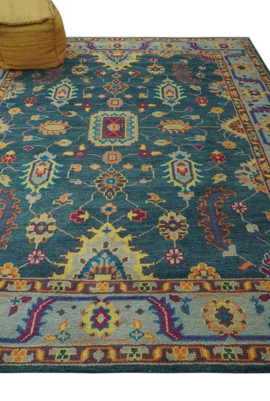 Traditional Oushak Multicolor Hand Knotted 8x10 ft wool Area Rug