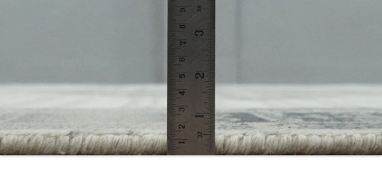 Traditional Ivory, Charcoal and Gray Hand knotted 8x10 ft wool Area Rug