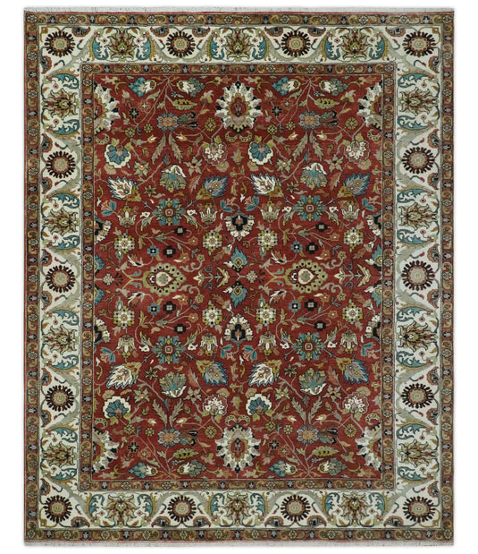 Beautiful Premium look Oushak Hand knotted Brown and Ivory 8x10 wool Area Rug