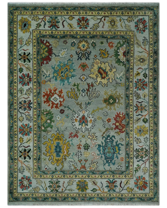 Hand Knotted Oriental Oushak Colorful Rug Silver and Gold 9x12 ft Ideal for Living, Bedroom, and Dining Rooms | CP1335912S