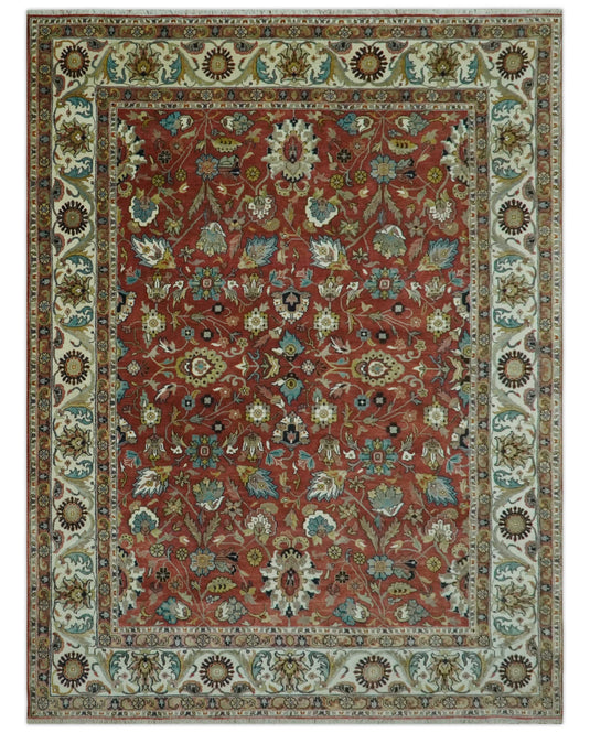Beautiful Premium look Oushak Hand knotted Brown and Ivory 8x10 wool Area Rug