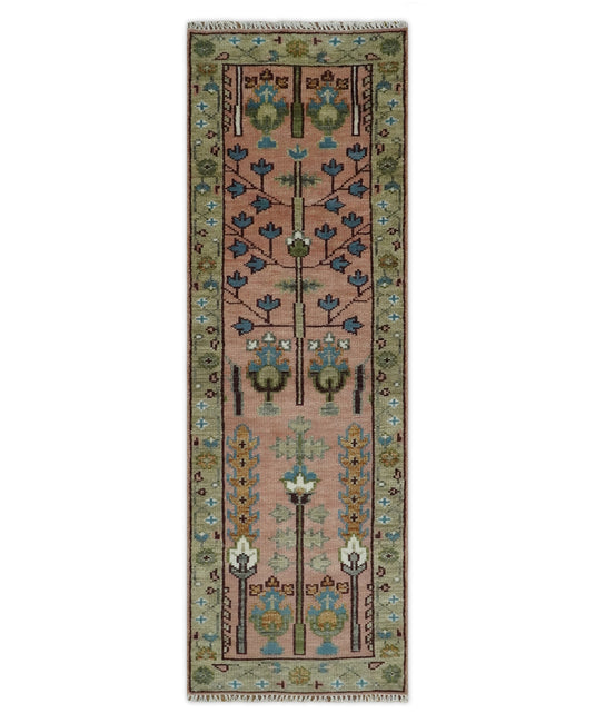 Pink,Olive and Beige Tree of Life Vintage Hand Knotted, Antique Turkish 5x8, 6x9, 8x10, 9x12, 10x14, 12x15 Wool Rug, Living Room Rug CP684S