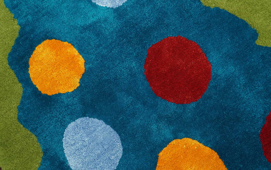 Modern Christmas Tree Green, Blue, Red And Yellow Hand Tufted 2x3 ft Bedroom, Kids Room Rug Wool Area Rug