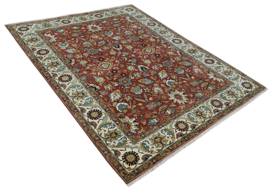Beautiful Premium look Oushak Hand knotted Brown and Ivory 8x10 wool Area Rug