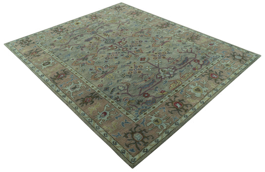 Traditional Floral Green And Brown Hand Tufted 8x10 ft Bedroom, Living Room Rug Wool Area Rug