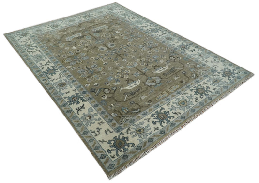 Hand Knotted Oriental Oushak Rug Camel, Ivory and Silver Multi Size Ideal for Living, Bedroom, and Dining Rooms | CP1704