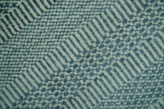 Modern Geometrical Striped Gray And Off White Hand knotted Wool Rug 2x3 ft Ideal for Living, Bedroom And Dining Rooms