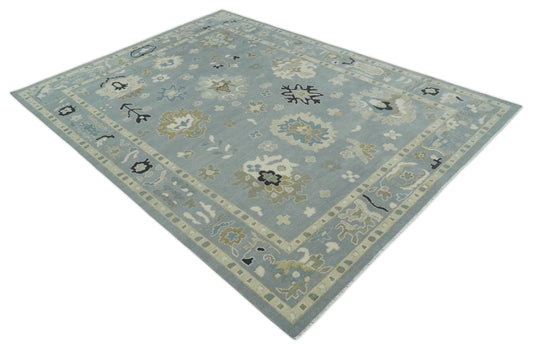Custom Made Modern Oushak Hand Knotted Gray And Beige Wool Area Rug