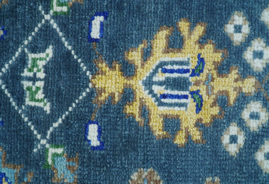 Antique Hand Knotted Green Moss and Blue Living Room Rug Traditional Oushak Wool area rug- (FC)