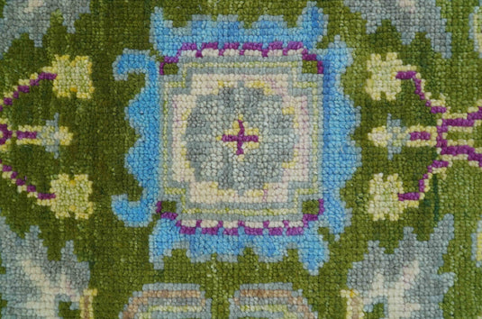 Hand Knotted Green Traditional Oushak Wool Rug Ideal for Living, Bedroom And Dining Rooms- (FC)
