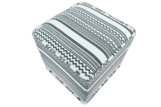 Available in USA Black and White Handmade Block Printed cotton Pouf Footstool, Seat, Foot Rest Living Room ,Bedroom | AA127