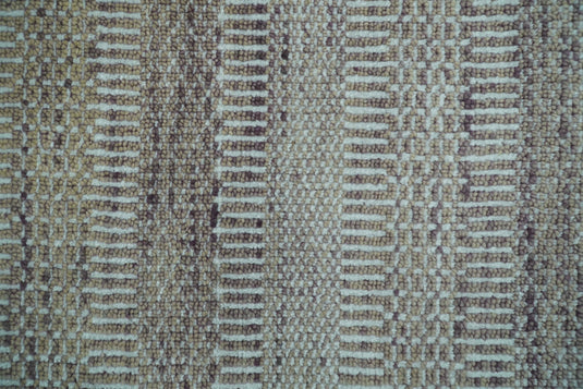 Modern Brown, Ivory And Warm Gray Geometrical Striped Hand knotted Wool Rug 2x3 ft Ideal for Living, Bedroom And Dining Rooms