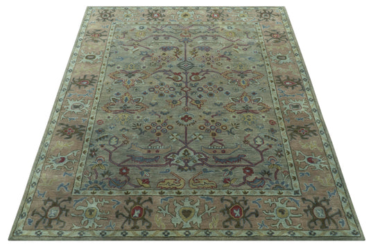 Custom Made Traditional Floral Green And Brown Hand Tufted Wool Area Rug