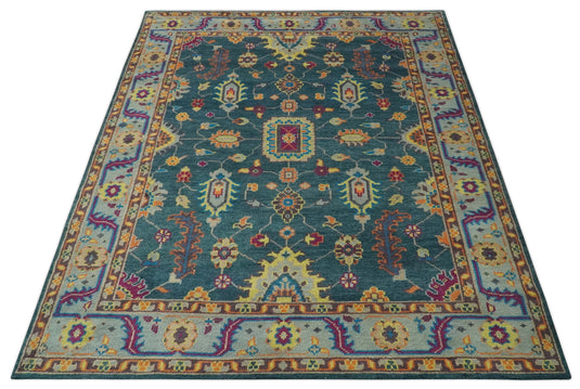 Traditional Oushak Multicolor Hand Knotted 8x10 ft wool Area Rug