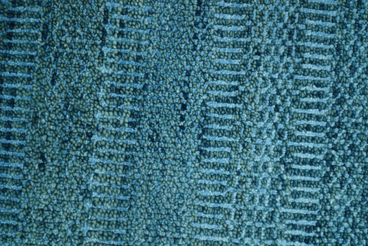 Modern Geometrical Striped Deep Teal And Blue Hand knotted Wool Rug 2x3 ft Ideal for Living, Bedroom And Dining Rooms