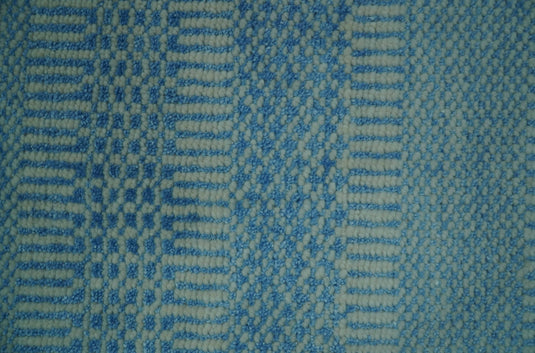 Blue and Ivory Modern Geometrical Striped Hand knotted Wool Rug 2x3 ft Ideal for Living, Bedroom And Dining Rooms