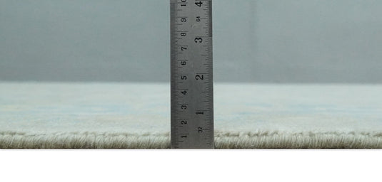 Traditional Persian Floral Oushak Hand knotted Ivory, Blue and Beige 8x10 wool Area Rug