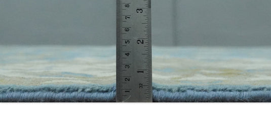 Traditional Persian Oushak Hand knotted Blue, Ivory and Olive 8x10 wool Area Rug