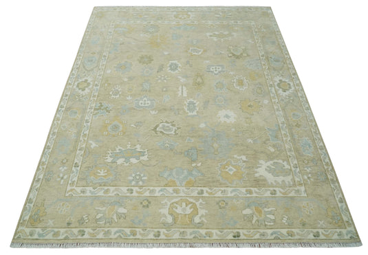 Hand Knotted Traditional Oushak Rug Beige and Ivory Multi Size Ideal for Living, Bedroom, and Dining Rooms |CP1722