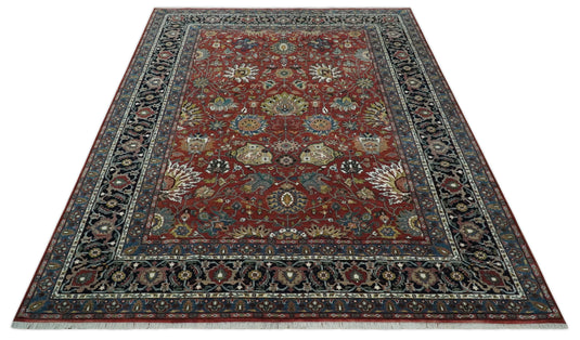 Traditional Turkish Red and Black 8x10 and 9x12 Hand knotted wool Area Rug