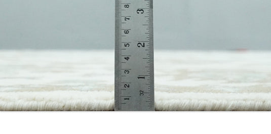 Traditional Persian Oushak Hand knotted Ivory, Beige and Aqua 8x10 wool Area Rug