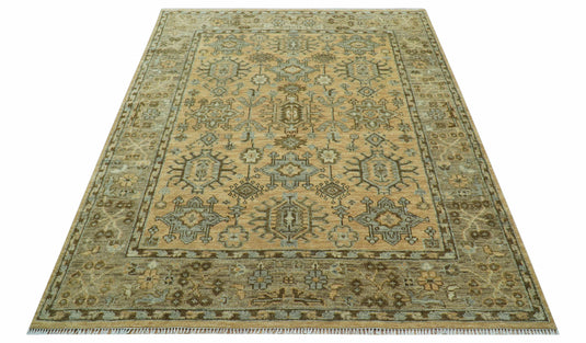 Traditional Tribal Hand Knotted Camel And Gray Wool Rug 8x10 ft Ideal for Living, Bedroom And Dining Rooms