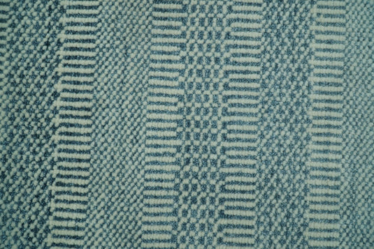Modern Geometrical Striped Gray And Off White Hand knotted Wool Rug 2x3 ft Ideal for Living, Bedroom And Dining Rooms