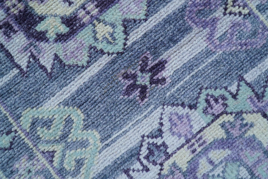Traditional Transitional Design 2.6x8 ft Hand Knotted Purple Wool Area Rug