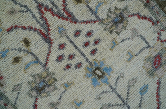 Traditional Design 3X5 ft Hand Knotted Beige And Blue Wool Area Rug