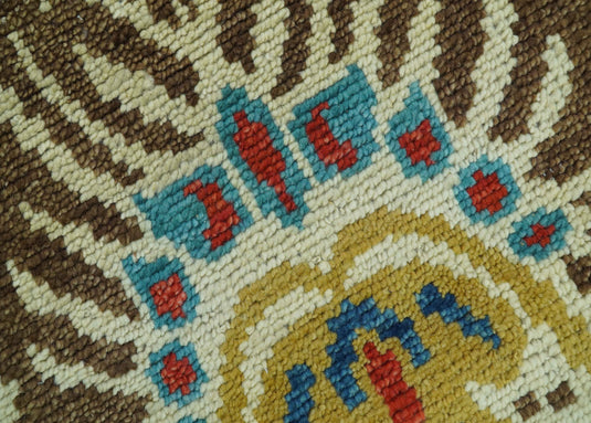 Vintage Floral Beige And Blue 8x10 Hand Knotted Wool Ideal for Living, Bedroom And Dining Rooms