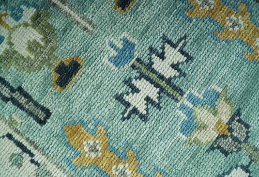 Hand knotted Turkish Wool Oushak Rug, Moss Green and Ivory Tree of Life Rug- (FC)
