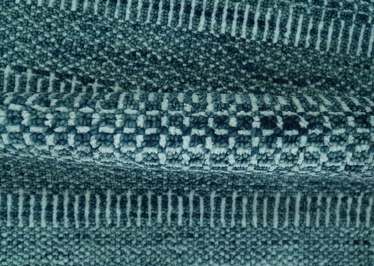 Modern Teal, Blue And Ivory Geometrical Striped Hand knotted Wool Rug 2x3 ft Ideal for Living, Bedroom And Dining Rooms