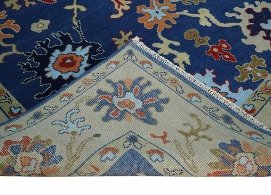 Premium Look Floral Blue and Beige Hand knotted Oriental Colorful Oushak wool Area Rug
