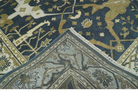 Hand Knotted Charcoal, Beige And Ivory Oriental Oushak Wool Rug 6x9 ft Ideal for Living, Bedroom And Dining Rooms | CP237269