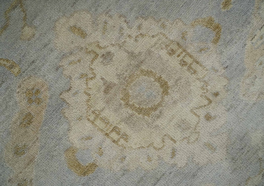 Hand Knotted Traditional Oushak Silver, Gray, Beige and Ivory 9x12 ft Bedroom, Living Room Rug ,wool Area Rug